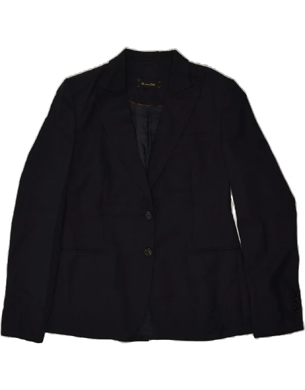 MASSIMO DUTTI Womens 2 Button Blazer Jacket IT 44 Medium Navy Blue Viscose Fleece Jacket Down Jacket Parka MASSIMO DUTTI Womens 2 Button Blazer Jacket IT 44 Medium Navy Blue Viscose Fleece Jacket Down Jacket Parka