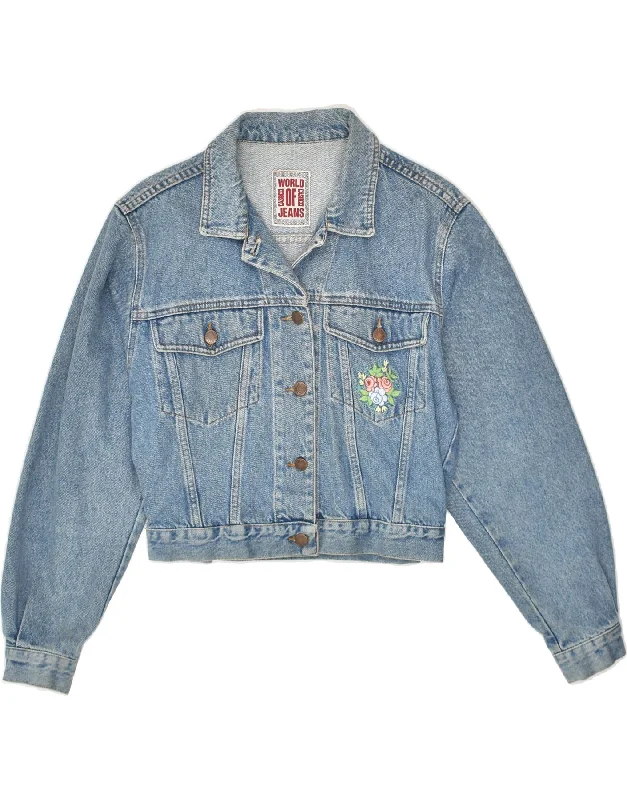 CASSUCI Womens Denim Jacket UK 14 Large Blue Cotton Cardigan Sweater Pullover