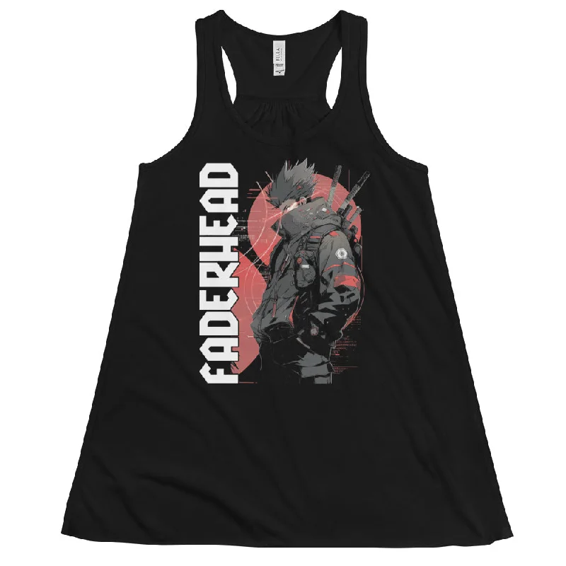 THE ASCENDER SAMURAI Flowy Racerback Tank Top Women metallic tank top