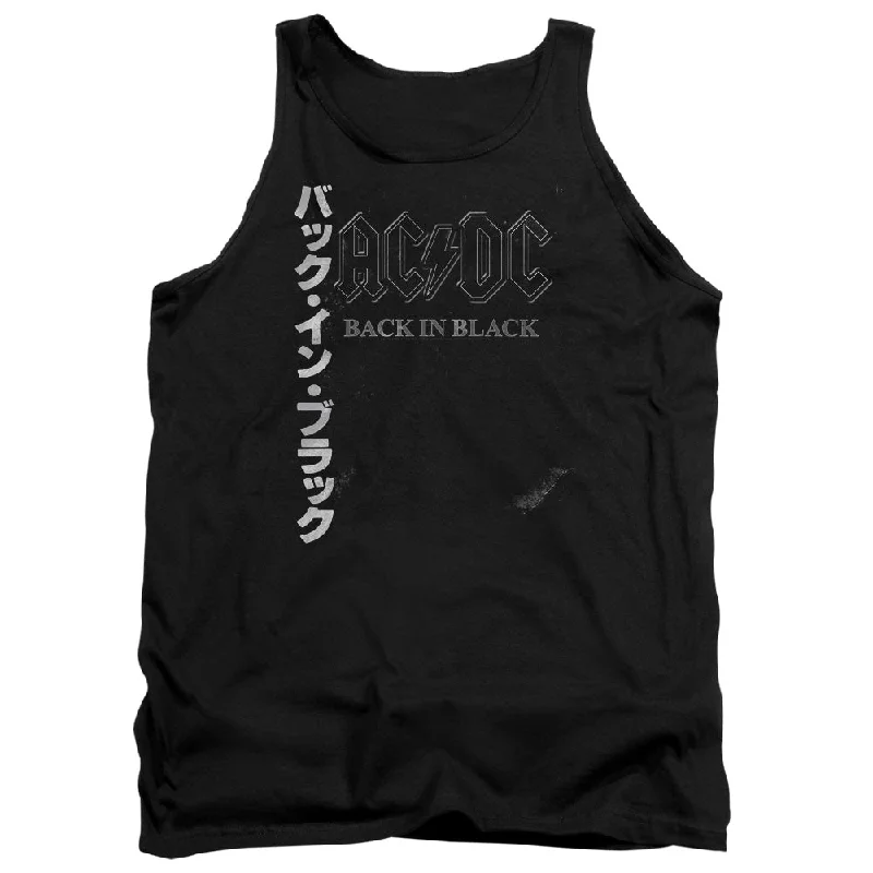 AC/DC Impressive Tank Top, Kanji Back in Black cotton tank top