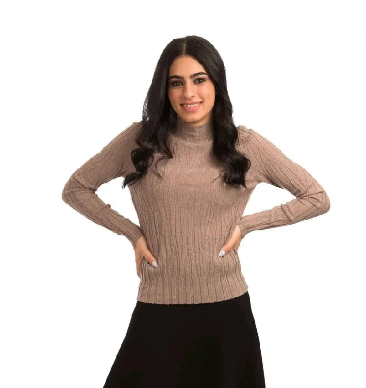 Parcelle Shimmer Mock Neck Sweater Iron Safe Non-Iron Wrinkle Free