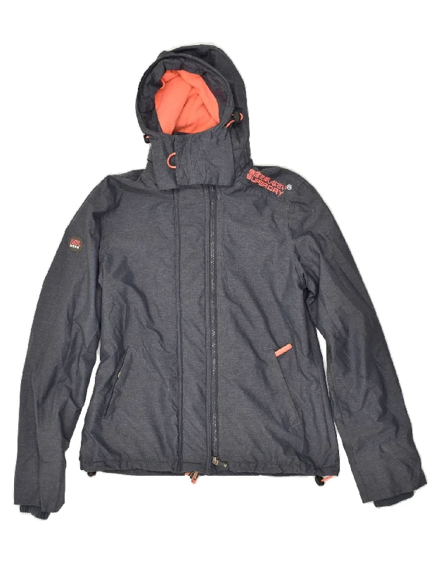 SUPERDRY Womens Hooded Windbreaker Jacket UK 16 Large Navy Blue Nylon Anorak Shell Jacket Lightweight Jacket SUPERDRY Womens Hooded Windbreaker Jacket UK 16 Large Navy Blue Nylon Anorak Shell Jacket Lightweight Jacket