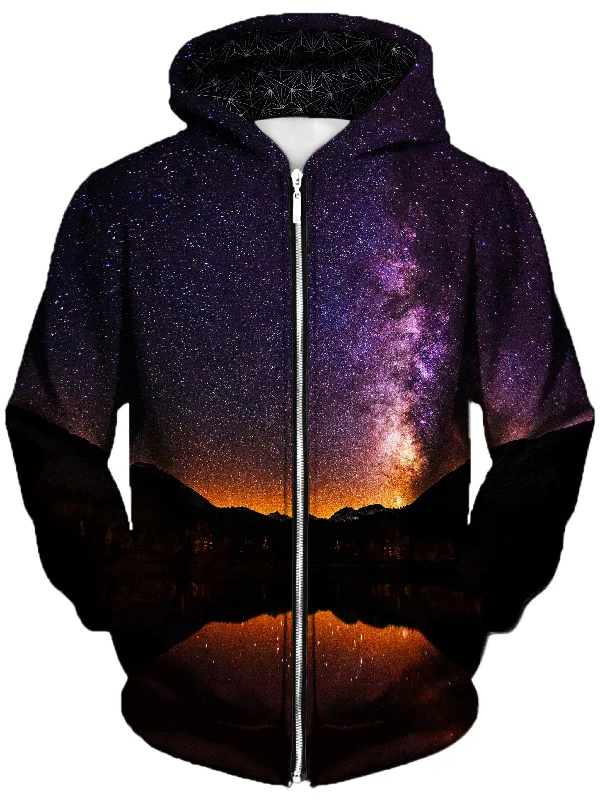 Starlit Valley Unisex Zip-Up Hoodie Hoodie with Illustration Artistic Creative