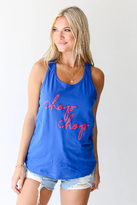 Royal Blue Chop Chop Tank ivory tank top