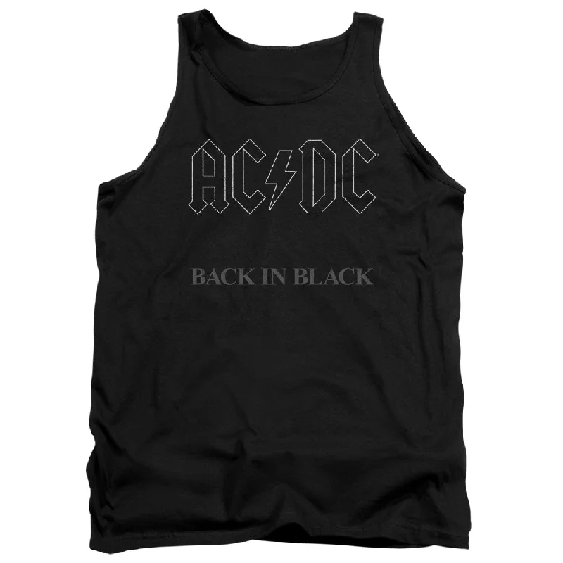 AC/DC Impressive Tank Top, Back In Black baby blue tank
