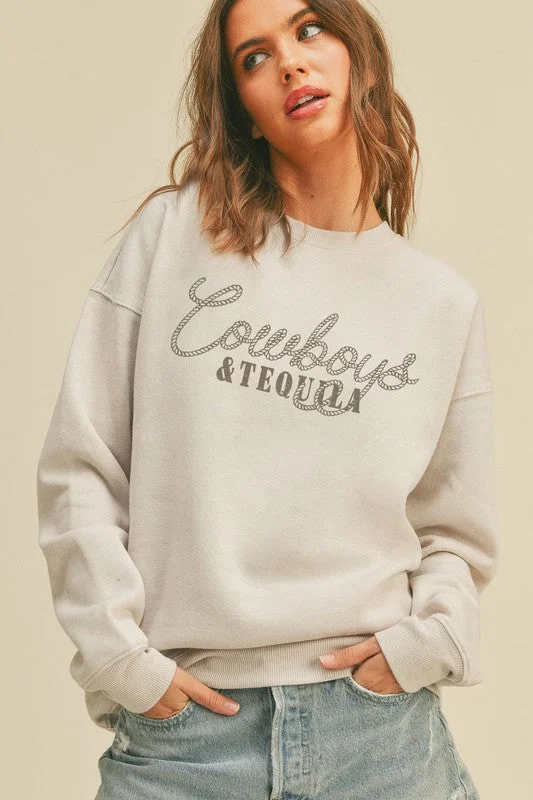 Cowboys & Tequila Graphic Sweater Ribbed Striped Patterned