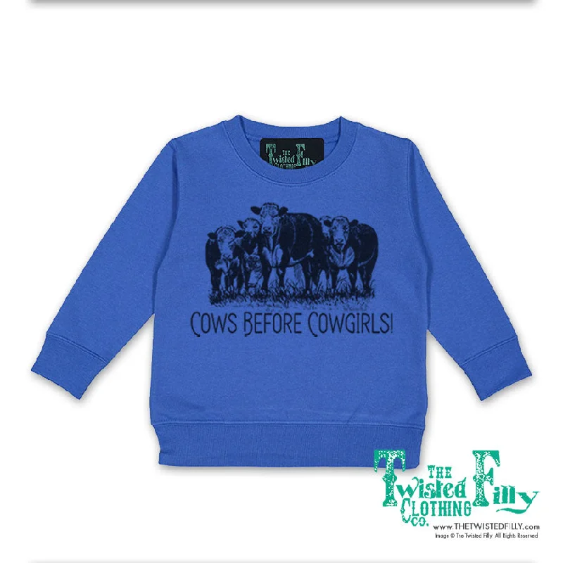 Cows Before Cowgirls - Toddler Boys Sweatshirt - Assorted Colors Hoodie with Reflective Safety Nightwear
