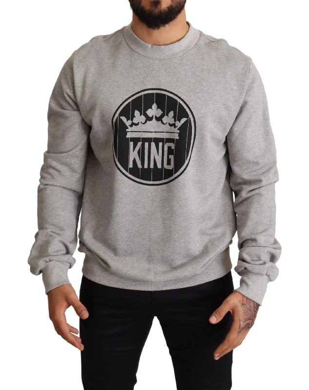Regal Crown Cotton Sweater - Sophisticated Gray Bright Pastel Dark
