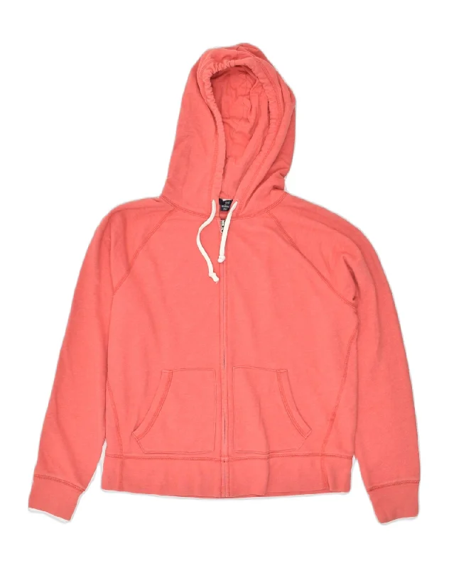 GAP Womens Zip Hoodie Sweater UK 16 Large Pink Cotton Striped Floral Plaid