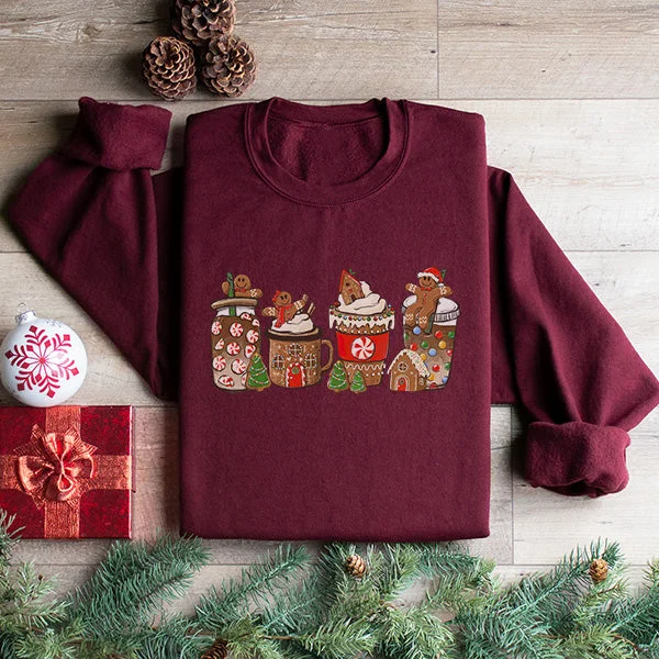 Gingerbread Latte Sweatshirt - Christmas Sweatshirt - Sizes S to 5XL Hoodie with Thumb Holes Functional Cozy