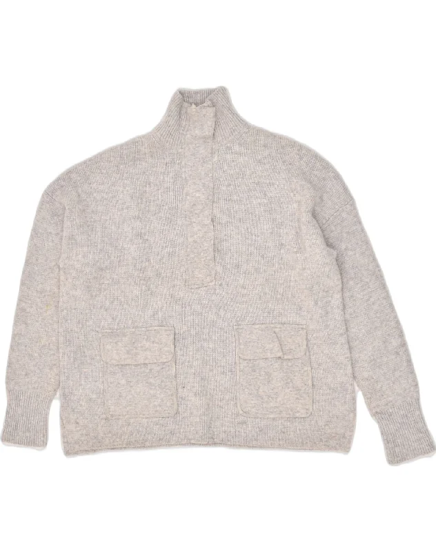 J. CREW Womens Oversized Button Neck Jumper Sweater UK 10 Small Grey Wool Wool Fabric Cashmere Fabric Tweed Fabric J. CREW Womens Oversized Button Neck Jumper Sweater UK 10 Small Grey Wool Wool Fabric Cashmere Fabric Tweed Fabric
