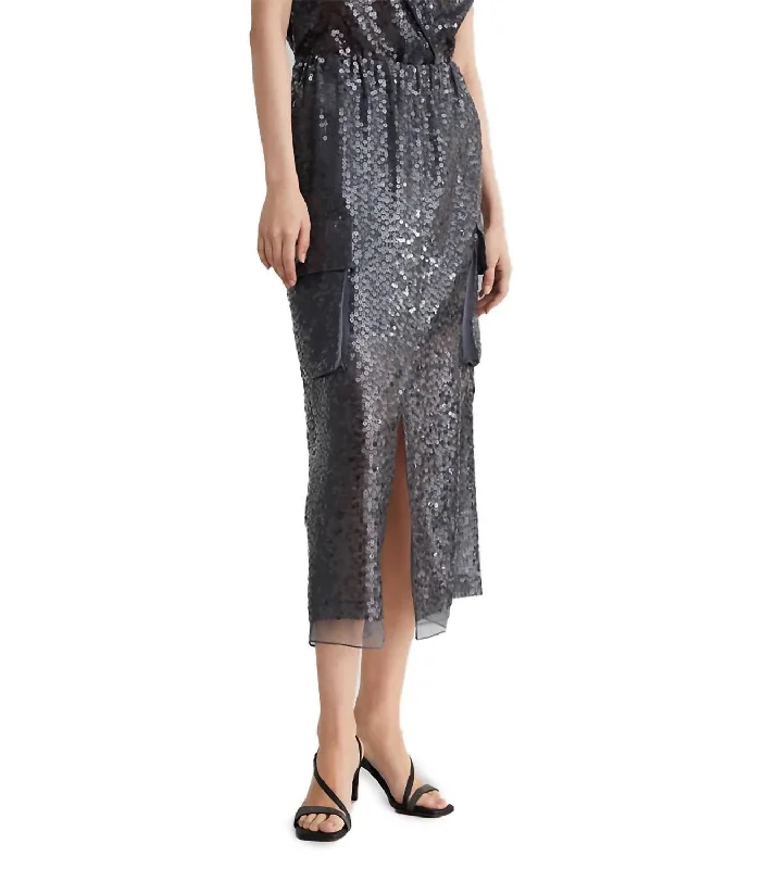 Paillette Cargo Skirt In Volcano a-line skirt cut