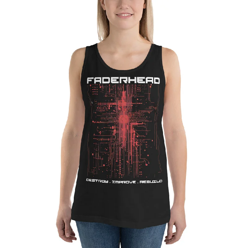 DESTROY IMPROVE REBUILD CYBER Tank Top Women grey tank top