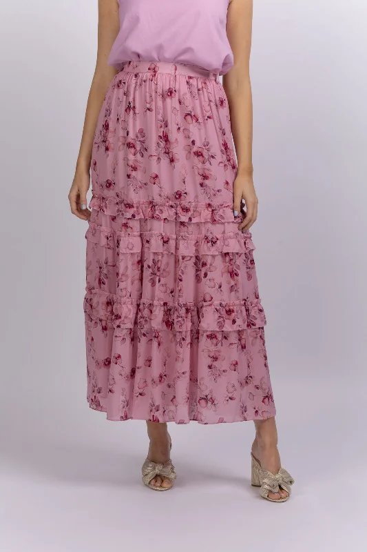 Cami Liu Skirt in Pink Garden lace skirt intricate