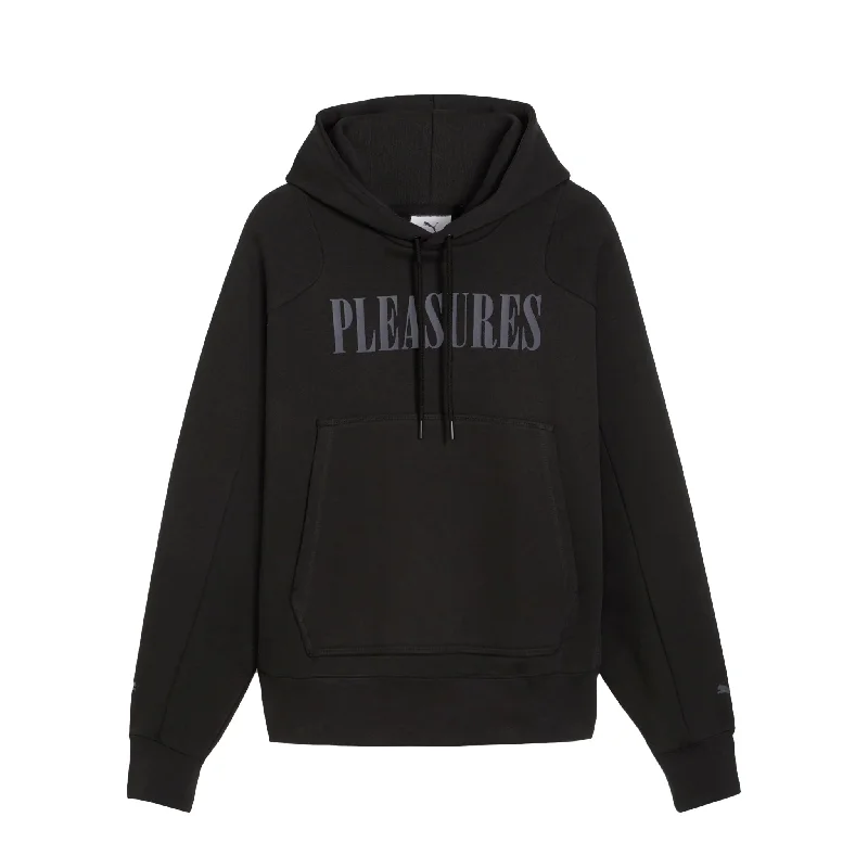 Puma x Pleasures Hoodie Black Hoodie with Cuffed Sleeves Snug Secure