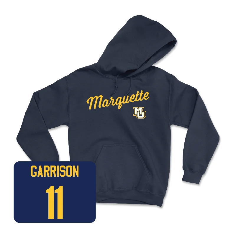Navy Women's Volleyball Script Hoodie - Aubrey Hamilton Hoodie with Side Slits Relaxed Casual Navy Women's Volleyball Script Hoodie - Aubrey Hamilton Hoodie with Side Slits Relaxed Casual