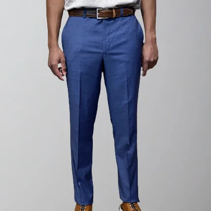Jack Victor Sharkskin Pant-Classic Fit-Traveler-Blue Comfortable Denim Pants