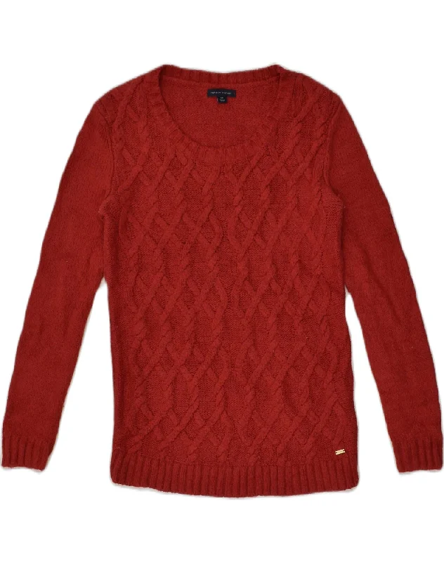 TOMMY HILFIGER Womens Crew Neck Jumper Sweater UK 8 Small Red Cotton Lace Blend Ribbed Blend Corduroy Blend TOMMY HILFIGER Womens Crew Neck Jumper Sweater UK 8 Small Red Cotton Lace Blend Ribbed Blend Corduroy Blend