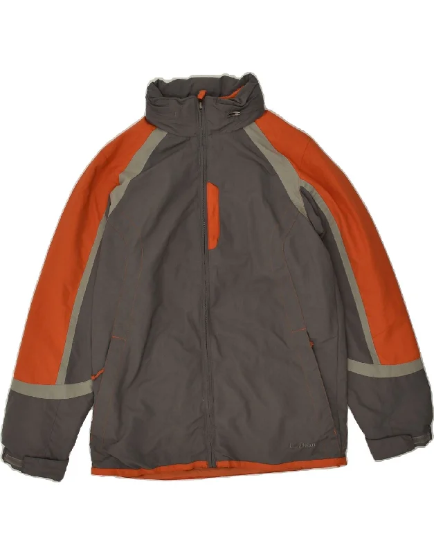 L.L.BEAN Womens Hooded Windbreaker Jacket US 10/12 Medium Grey Colourblock Denim Jacket Leather Jacket Suede Jacket L.L.BEAN Womens Hooded Windbreaker Jacket US 10/12 Medium Grey Colourblock Denim Jacket Leather Jacket Suede Jacket