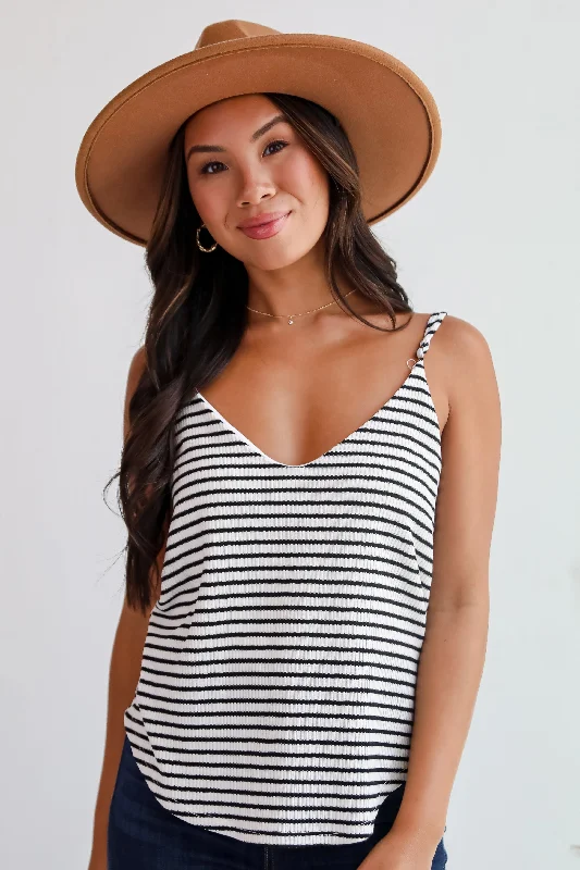 FINAL SALE - Envied Comfort Ivory Striped Knit Tank - DU DEAL flowy tank top