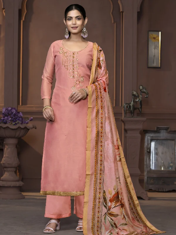 Rust Designer Readymade Pant Suit With Wevon Design Hand Work Lightweight Linen Pants