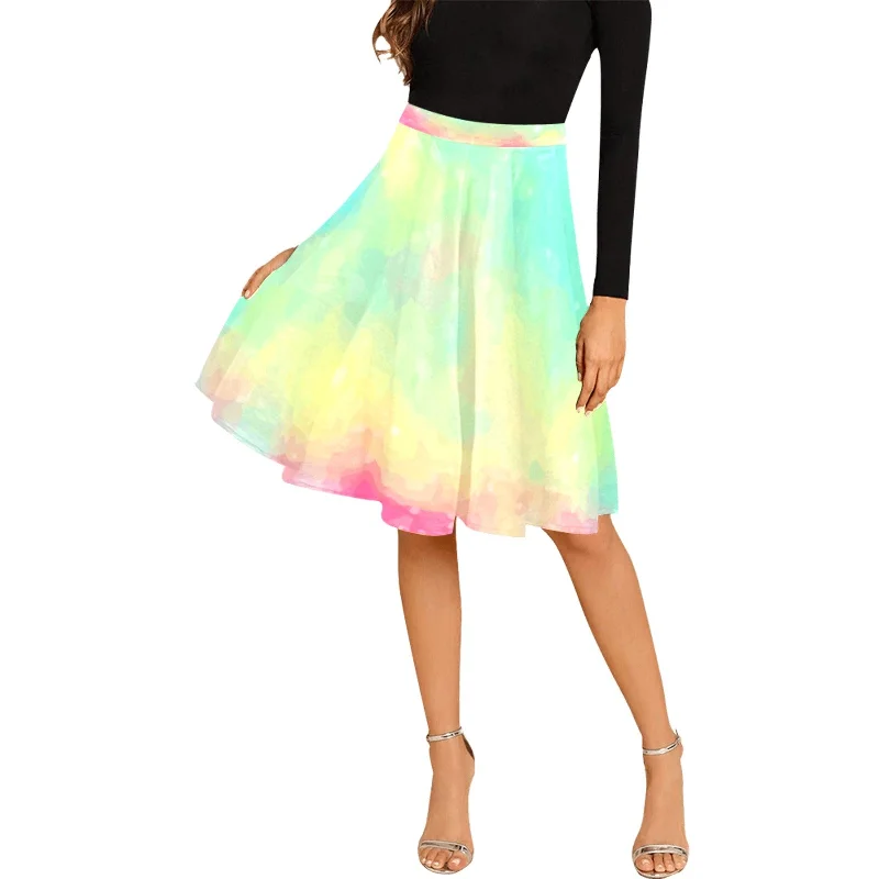 Pastel Tie-dye Midi Skirt linen skirt natural