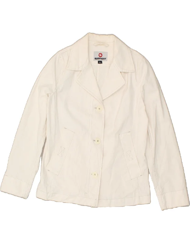 MURPHY & NYE Womens 3 Button Blazer Jacket UK 18 XL White Cotton Denim Fabric Leather Fabric Suede Fabric MURPHY & NYE Womens 3 Button Blazer Jacket UK 18 XL White Cotton Denim Fabric Leather Fabric Suede Fabric