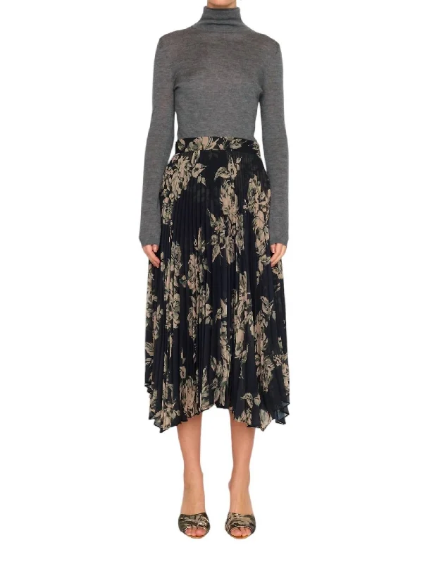Gwen Skirt In Black Rose corduroy skirt textured