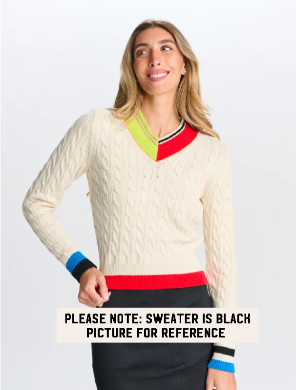 OOTD Colorblocked Vneck Sweater Soft Cozy Warm