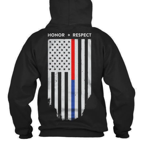 Hoodie - Dual Line Honor & Respect Hoodie with High Neck Warm Protective