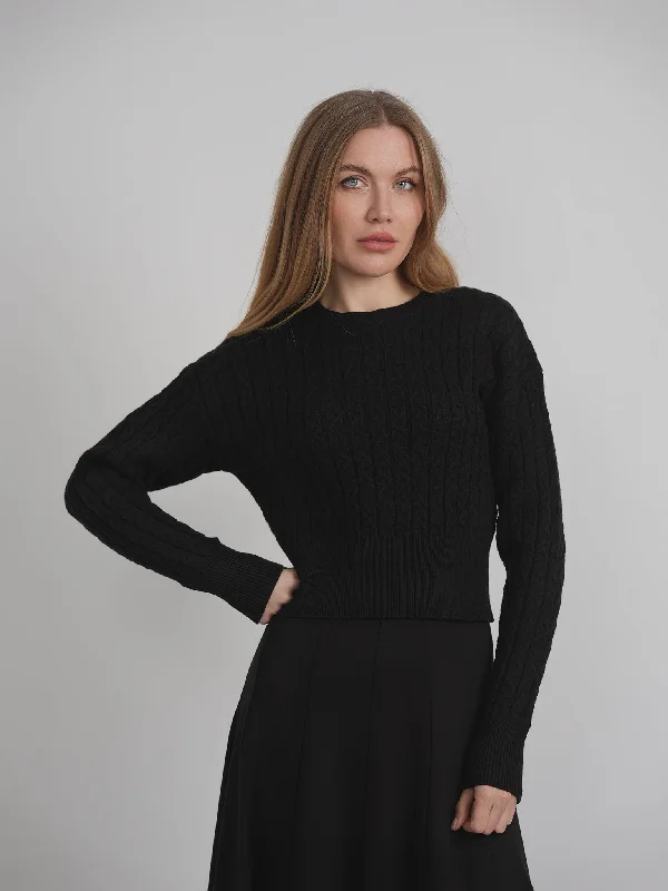 BuHu Crop Cable Sweater Transparent Opaque Sheer