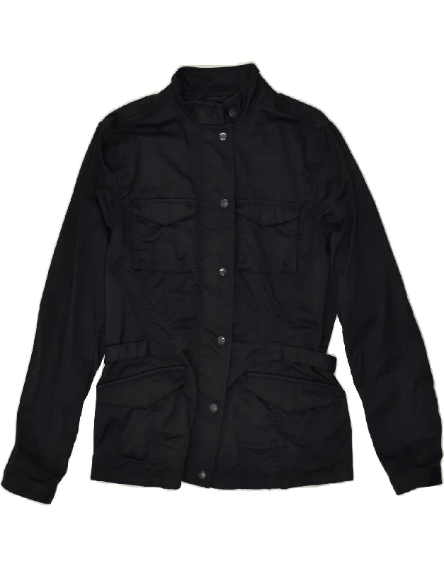 WOOLRICH Womens Utility Jacket UK 18 XL Black Zippered Front Buttoned Front Snap Front WOOLRICH Womens Utility Jacket UK 18 XL Black Zippered Front Buttoned Front Snap Front