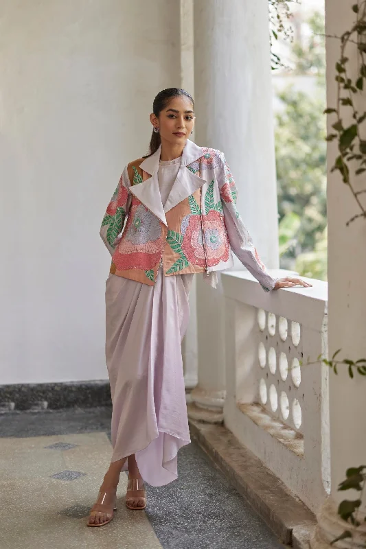 Lilac Floral Drape Skirt patchwork skirt art