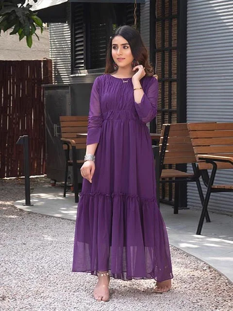 atin purpura dress (FR-363Laam) A-Line Day Work
