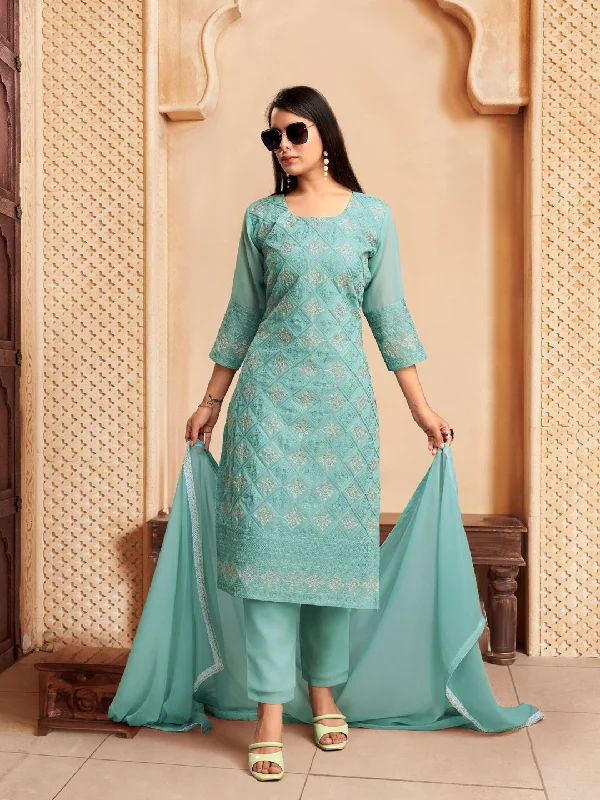 Blue Designer Readymade Pant Suit With Lacknowi Chikankari Embroidery Work Cozy Maternity Pants Blue Designer Readymade Pant Suit With Lacknowi Chikankari Embroidery Work Cozy Maternity Pants