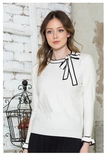 Ivee Side Neck Bow Sweater Hooded Caped Shawl Collar