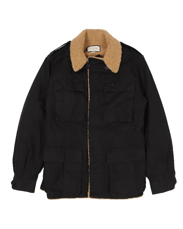 Faux Shearling-Lined Interlocking "G" Jacket Trench Coat Raincoat Waterproof Jacket