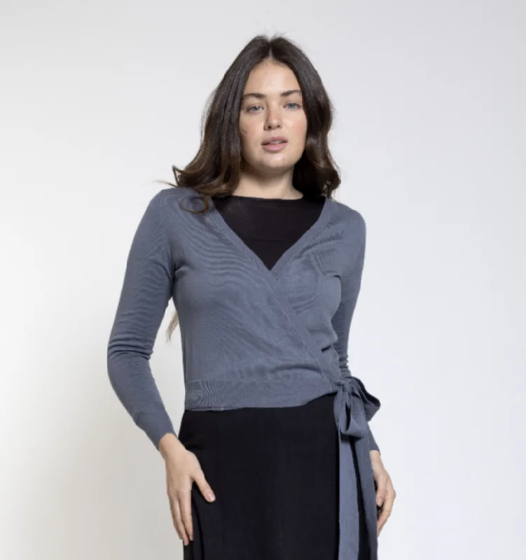Link + Luxe Wrap Sweater Boat Neck Shawl Collar Notched Collar