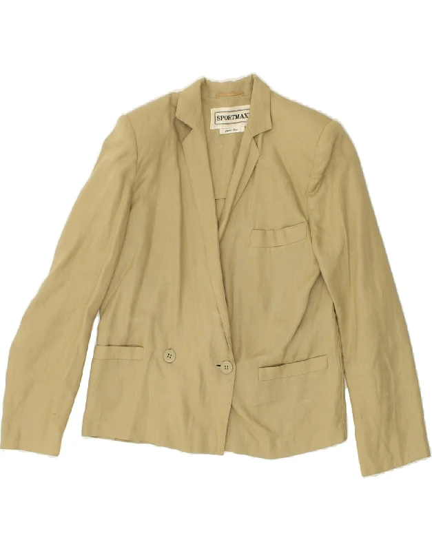 SPORTMAX Womens Double Breasted Blazer Jacket IT 40 Small Beige Linen Stand-Up Collar Roll-Neck Collar Turtle Neck SPORTMAX Womens Double Breasted Blazer Jacket IT 40 Small Beige Linen Stand-Up Collar Roll-Neck Collar Turtle Neck