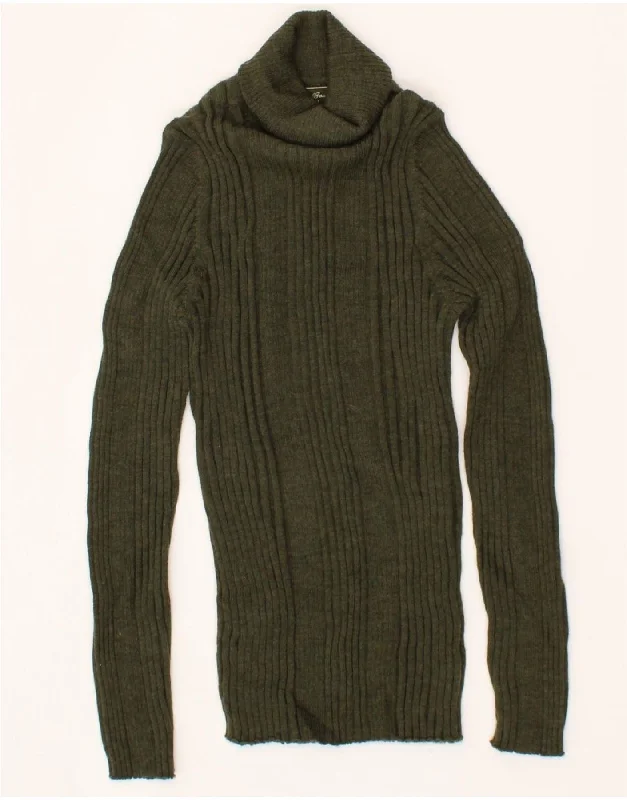 EDDIE BAUER Womens Roll Neck Jumper Sweater UK 12 Medium Green Merino Wool Welt Pockets Slit Pockets Flap Pockets EDDIE BAUER Womens Roll Neck Jumper Sweater UK 12 Medium Green Merino Wool Welt Pockets Slit Pockets Flap Pockets