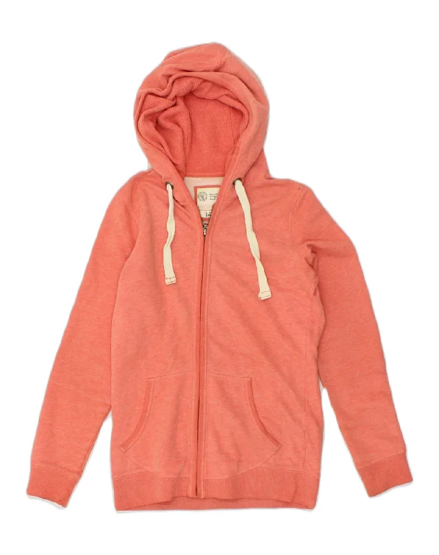 FAT FACE Womens Zip Hoodie Sweater UK 10 Small Red Cotton Solid Color Striped Floral Print FAT FACE Womens Zip Hoodie Sweater UK 10 Small Red Cotton Solid Color Striped Floral Print
