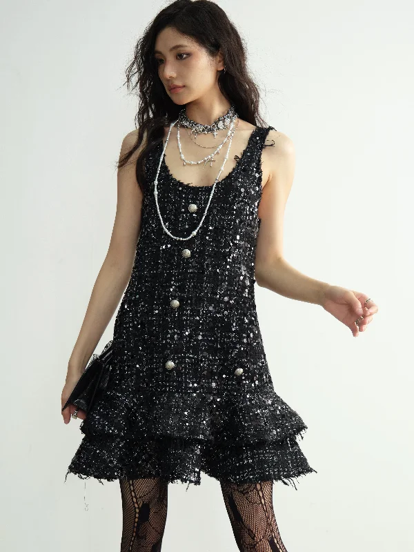 Small Fragrance Style Celebrity Sequins Destructive Tassel Ruffle Cake Dress JNY0190 Tunics Lace romantic Small Fragrance Style Celebrity Sequins Destructive Tassel Ruffle Cake Dress JNY0190 Tunics Lace romantic