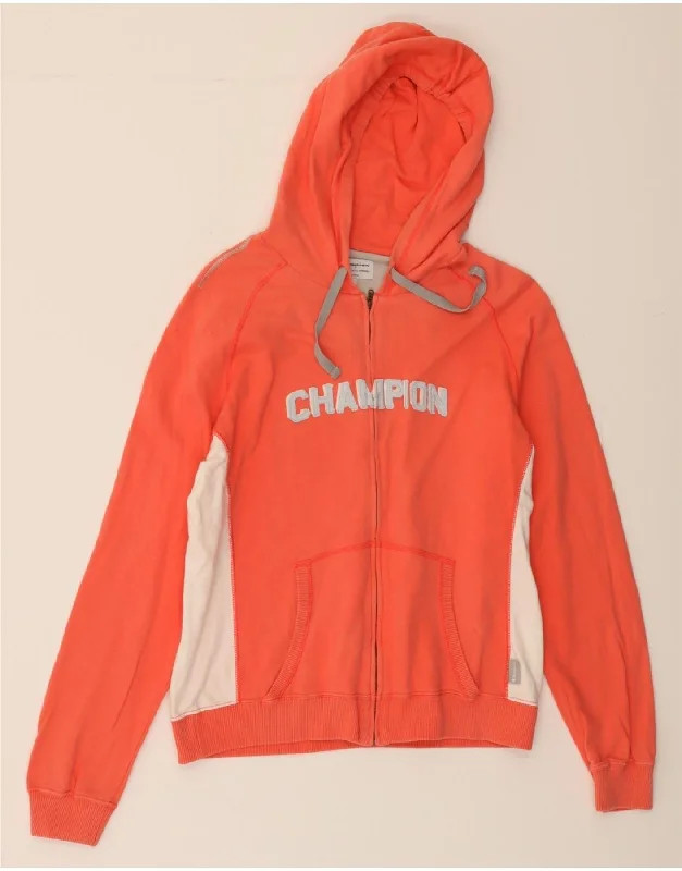 CHAMPION Womens Graphic Zip Hoodie Sweater UK 16 Large Orange Colourblock Striped Floral Plaid CHAMPION Womens Graphic Zip Hoodie Sweater UK 16 Large Orange Colourblock Striped Floral Plaid