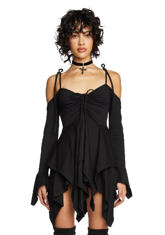 F is For Fairies® Handkerchief Dress - Black Tunics Prom sequined