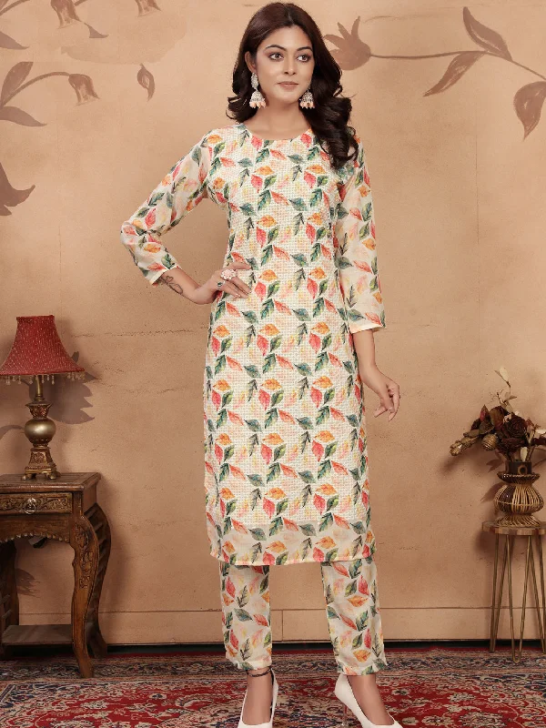 Multi Elementary Designer Readymade Pant Suit With Embroidery Work Slim-Fit Leggings