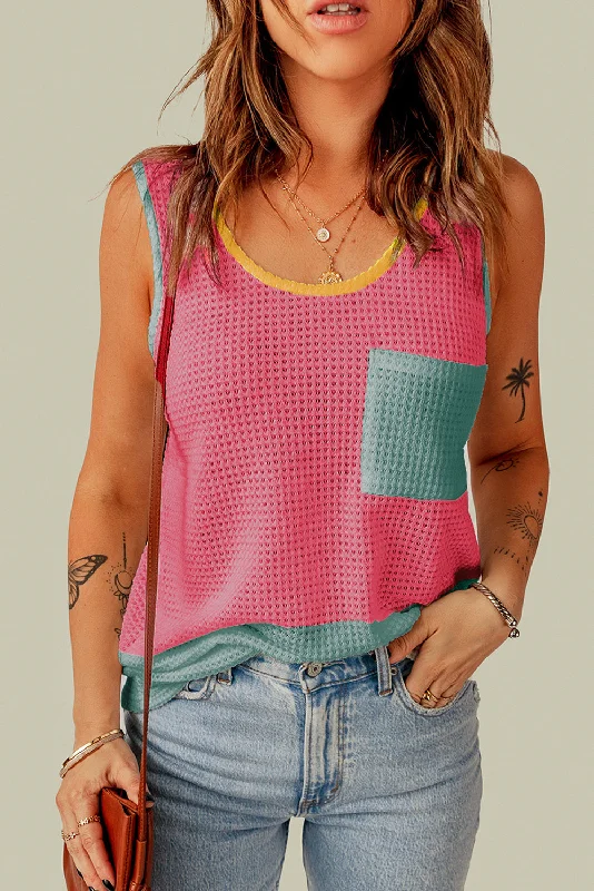 Bold and Bright Tank with Pocket - Strawberry peach tank top