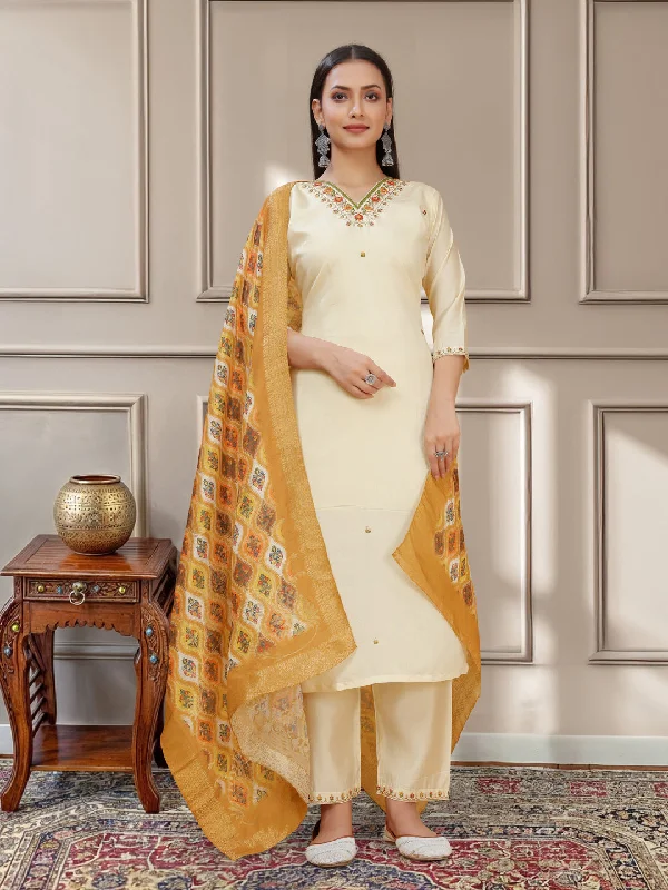 Off White Designer Readymade Pant Suit With Embroidery Digital Printed Work Sleek Black Pants