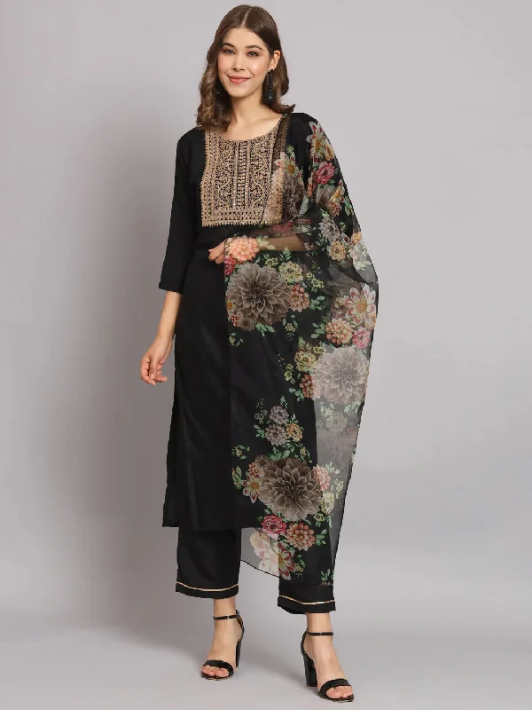 Black Premium Designer Party Wear Readymade Suit Pant Relaxed Fit Trousers