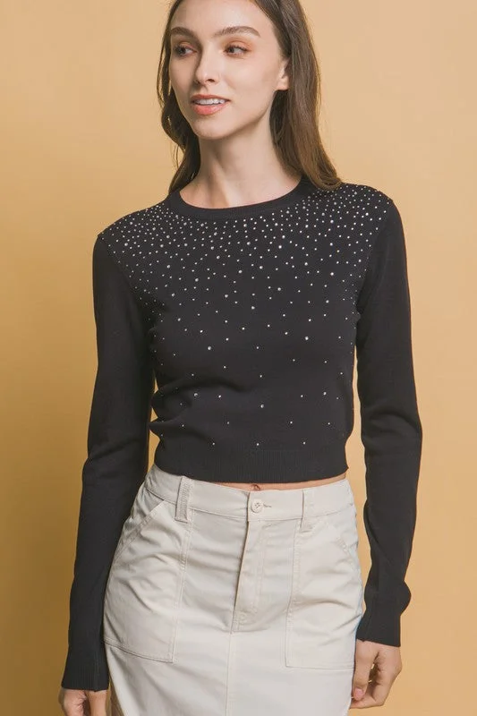 Diamond Detailed Sweater Top Soft Cozy Warm