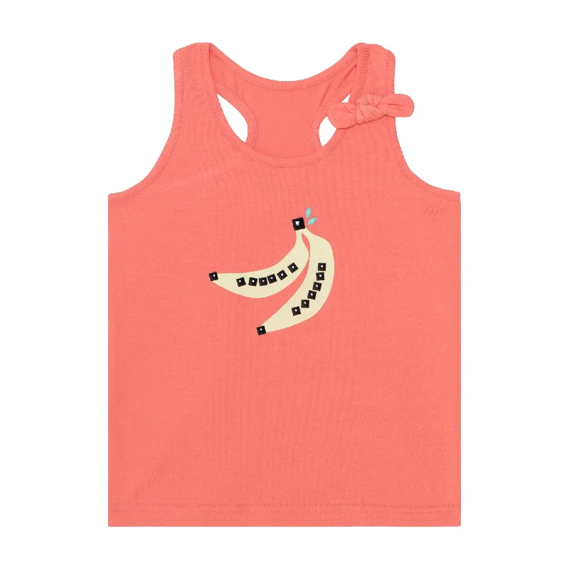 Organic Cotton Graphic Knot Tank Top Coral by Deux par Deux black tank top